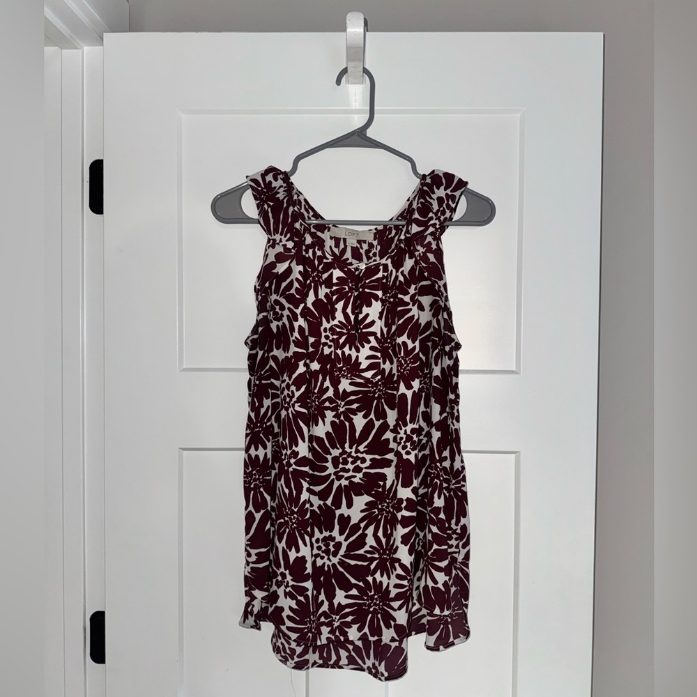 M Floral Tank Top in Burgundy and White